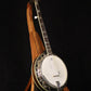 Folding sapele mahogany wood banjo floor stand full front image with Alvarez banjo