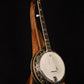 Folding sapele mahogany and curly maple wood banjo floor stand full front image with Alvarez banjo