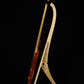 Folding curly maple wood electric bass guitar floor stand full side image with Sadowsky 5 string bass