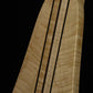 Folding curly maple and walnut wood electric bass guitar floor stand closeup front image
