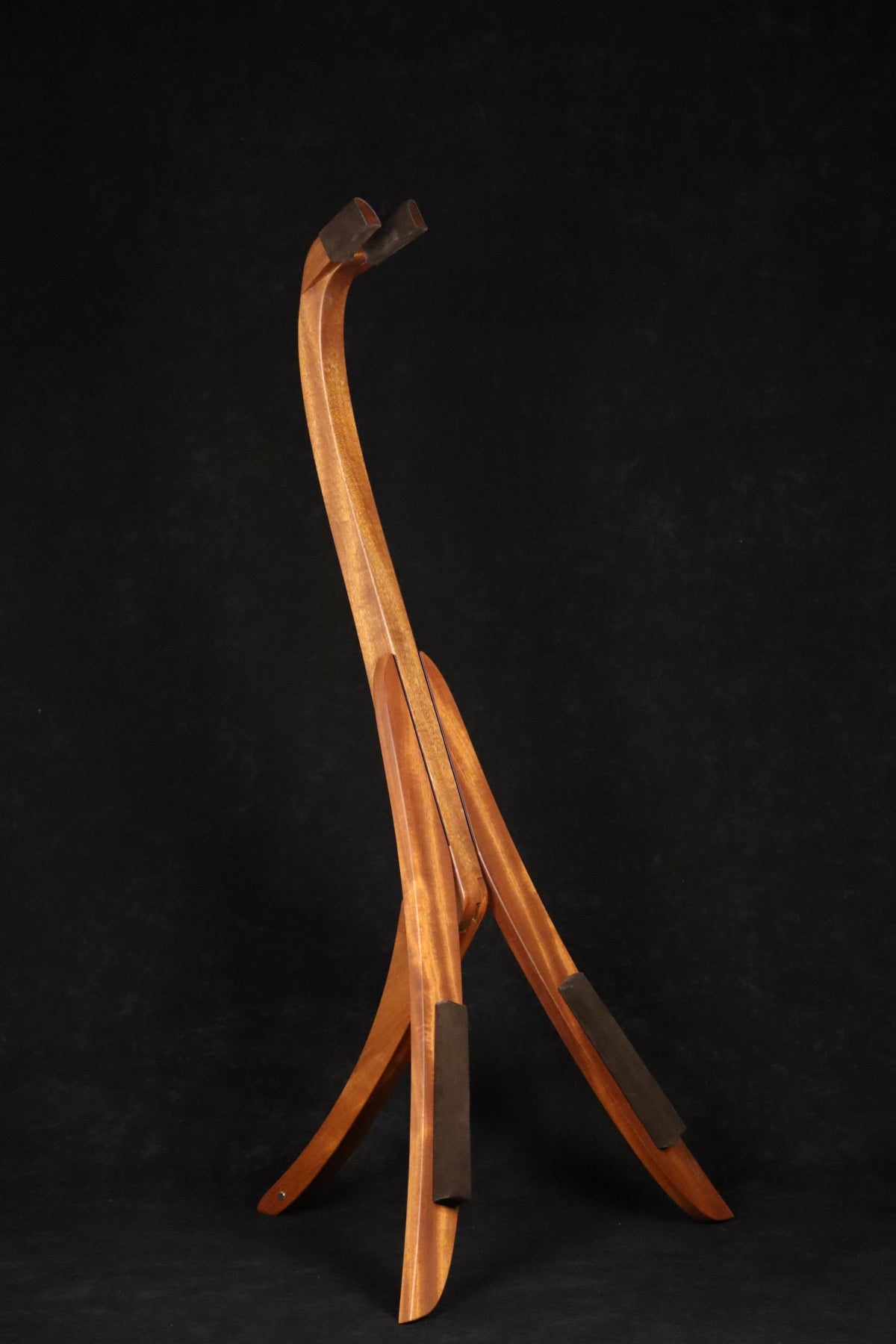 Folding sapele mahogany wood electric bass guitar floor stand full front image