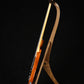 Folding walnut and curly maple wood electric bass guitar floor stand full side image with Sadowsky 5 string bass