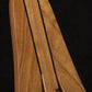 Folding walnut wood guitar floor stand closeup front image