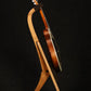 Folding sapele mahogany wood mandolin floor stand full side image with Eastman mandolin