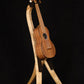 Folding curly maple and walnut wood ukulele floor stand full front image with Martin ukulele