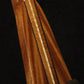 Folding sapele mahogany and curly maple wood ukulele floor stand closeup front image