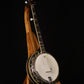 Folding cherry and walnut wood banjo floor stand full front image with Alvarez banjo