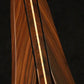 Folding morado Bolivian rosewood pau fero and curly maple wood banjo floor stand closeup front image