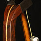 Folding morado Bolivian rosewood pau fero and curly maple wood banjo floor stand yoke detail image with Alvarez banjo