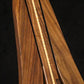 Folding walnut and curly maple wood banjo floor stand closeup front image