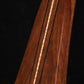 Folding bubinga rosewood and curly maple wood electric bass guitar floor stand closeup front image