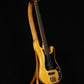 Folding cherry wood electric bass guitar floor stand full front image with Fender Precision 4 string fretless bass