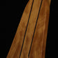 Folding cherry wood electric bass guitar floor stand closeup front image