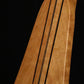 Folding cherry and walnut wood electric bass guitar floor stand closeup front image