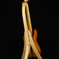 Folding curly maple wood electric bass guitar floor stand full rear image with Sadowsky 5 string bass