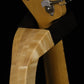 Folding curly maple wood electric bass guitar floor stand closeup rear yoke detail image