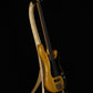 Folding curly maple and walnut wood electric bass guitar floor stand full front image with Fender Precision 4 string fretless bass