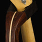 Folding chechen Caribbean rosewood and curly maple wood electric bass guitar floor stand closeup yoke detail image