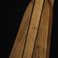 Folding walnut wood electric bass guitar floor stand closeup front image