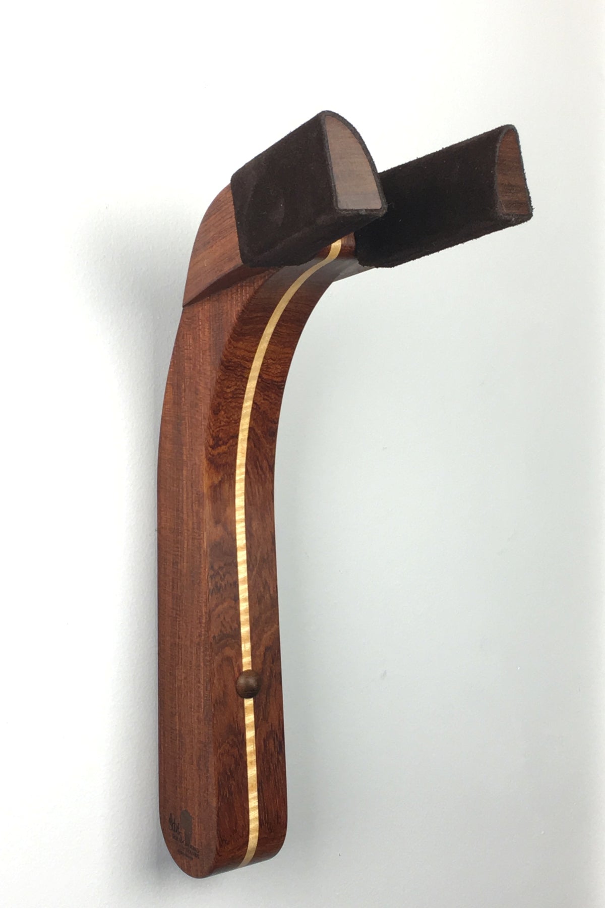 Bubinga rosewood and curly maple wood guitar wall mount hanger