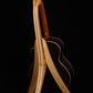 Folding curly maple and walnut wood guitar floor stand full rear image with Taylor guitar