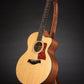 Folding chechen Caribbean rosewood and curly maple wood guitar floor stand full front image with Taylor guitar