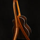 Folding morado Bolivian rosewood pau fero and curly maple wood guitar floor stand full rear image with Taylor guitar