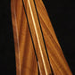 Folding sapele mahogany and curly maple wood guitar floor stand closeup front image