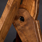 Folding walnut and curly maple wood guitar floor stand joinery detail image
