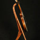 Folding bubinga rosewood and curly maple wood mandolin floor stand full side image with Eastman mandolin