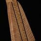 Folding curly maple wood mandolin floor stand closeup front image