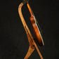 Folding chechen Caribbean rosewood and curly maple wood mandolin floor stand full side image with Eastman mandolin