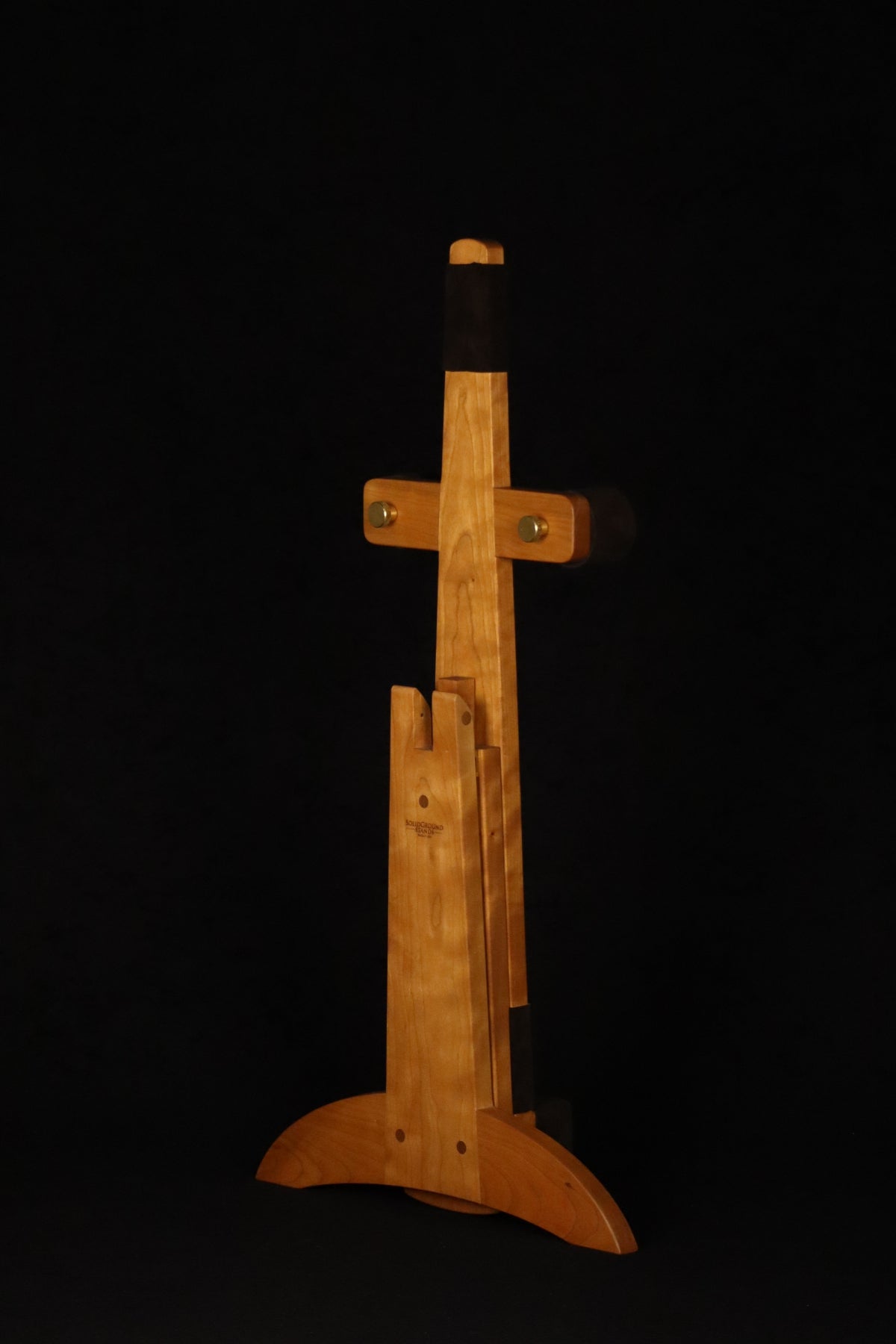 Folding cherry wood mountain dulcimer floor stand folded rear image