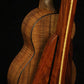 Folding bubinga rosewood and curly maple wood ukulele floor stand closeup rear image with Martin ukulele