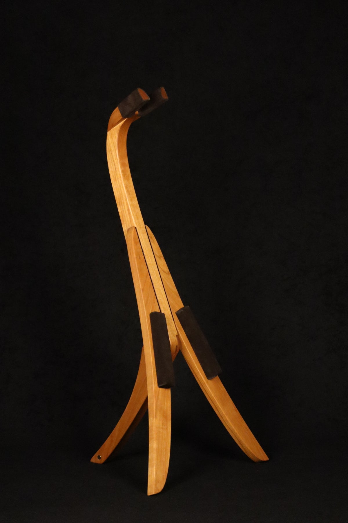 Folding cherry wood ukulele floor stand full front image