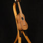 Folding cherry wood ukulele floor stand full front image with Martin ukulele