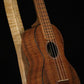 Folding curly maple wood ukulele floor stand closeup front image with Martin ukulele