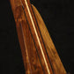 Folding chechen Caribbean rosewood and curly maple wood ukulele floor stand closeup front image