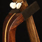 Folding chechen Caribbean rosewood and curly maple wood ukulele floor stand yoke detail image with Martin ukulele