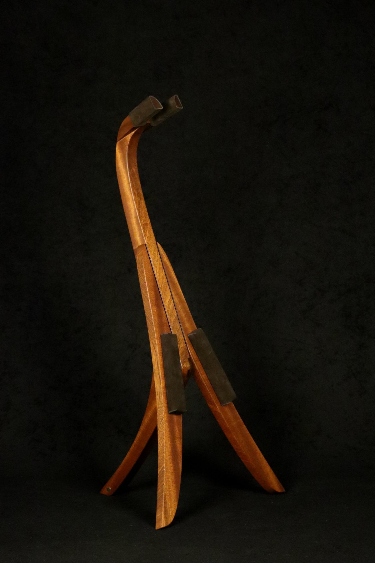 Folding sapele mahogany wood ukulele floor stand full front image