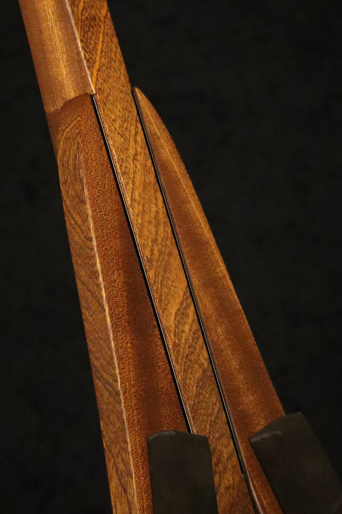 Folding sapele mahogany wood ukulele floor stand closeup front image