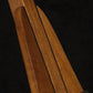 Folding walnut wood ukulele floor stand closeup front image